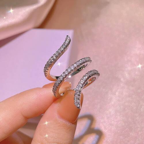 New Fashion 925 Silver Ring Geometric Zircon Ring Irregular