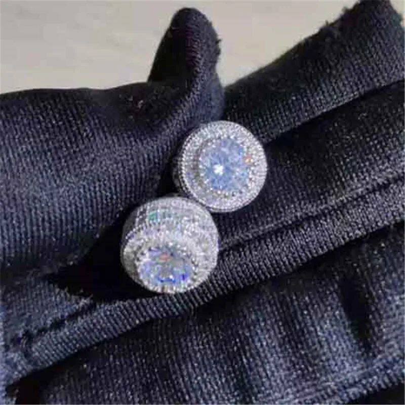 Female Austrian Crystal Round Earring White Gold Yellow