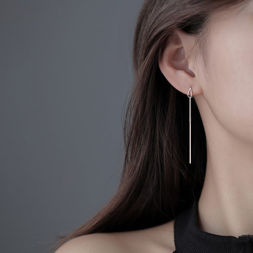 2023 New Silver Drop Earrings for Women Long Tassel Box