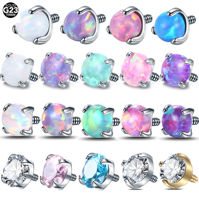1Pc G23 Titanium Microdermal Piercing Labret Lip Stud Opal