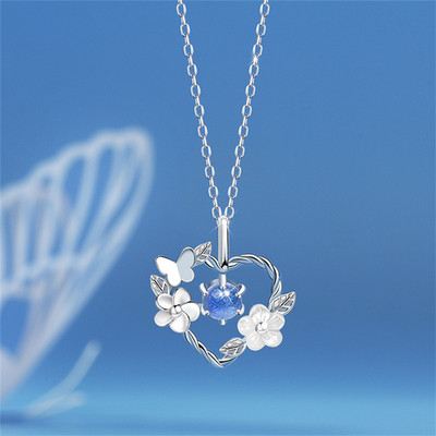 925 Sterling Silver Shell Flower Heart Charm Necklaces &