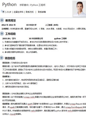 60份Python工程师求职简历模板后端工程师简历模板软件工程师简历