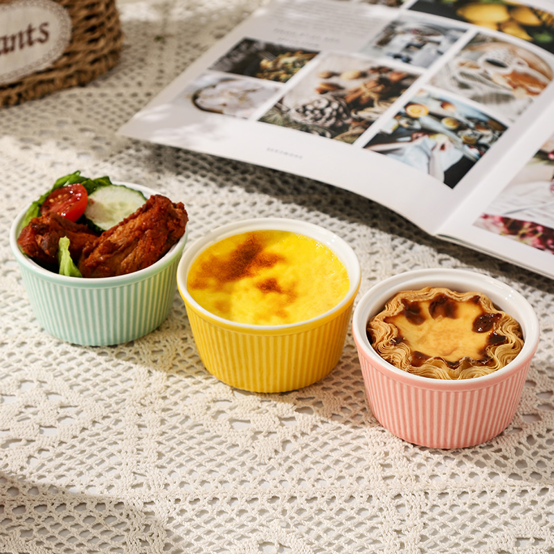 舒芙蕾烤碗空气炸锅烤箱专用碗甜品双皮奶蒸蛋陶瓷小碗烘焙布丁杯