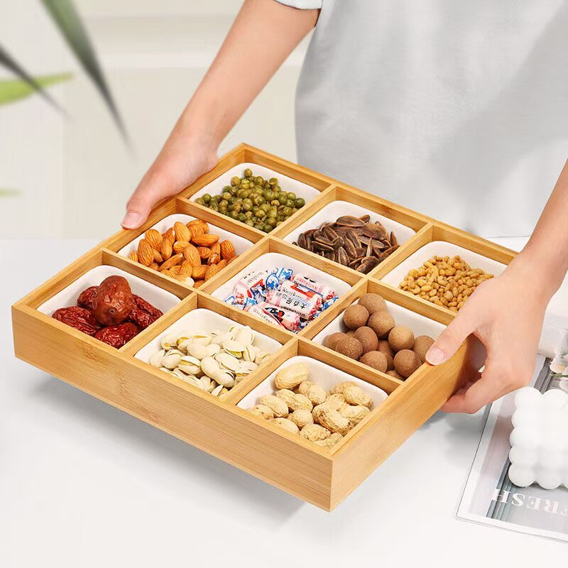 围炉煮茶果盘九宫格托盘点心零食干果盘新年结婚订婚糖果火锅格子