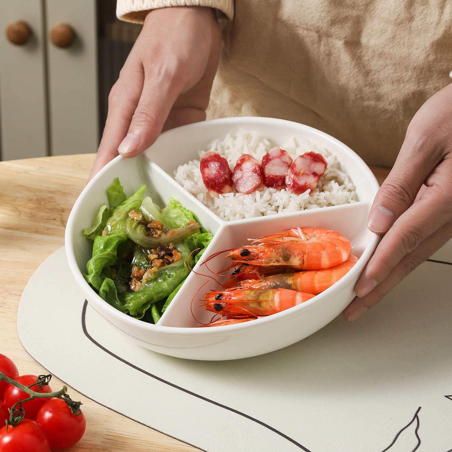 陶瓷三格辅食盘家用零食调料盘跨境微波炉陶瓷分格盘水果蒸菜饭盘,餐饮具,盘,淘宝优惠券,粉丝福利购,淘宝优惠卷