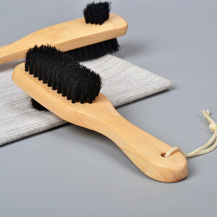 双面猪毛刷鞋油皮鞋清理实木猪鬃毛鞋刷多用途皮革护理批发清洁