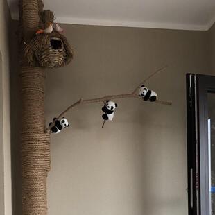 熊猫爬树挂件迷你熊猫夹子毛绒玩具小玩偶公仔盆栽卧室桌面小挂件