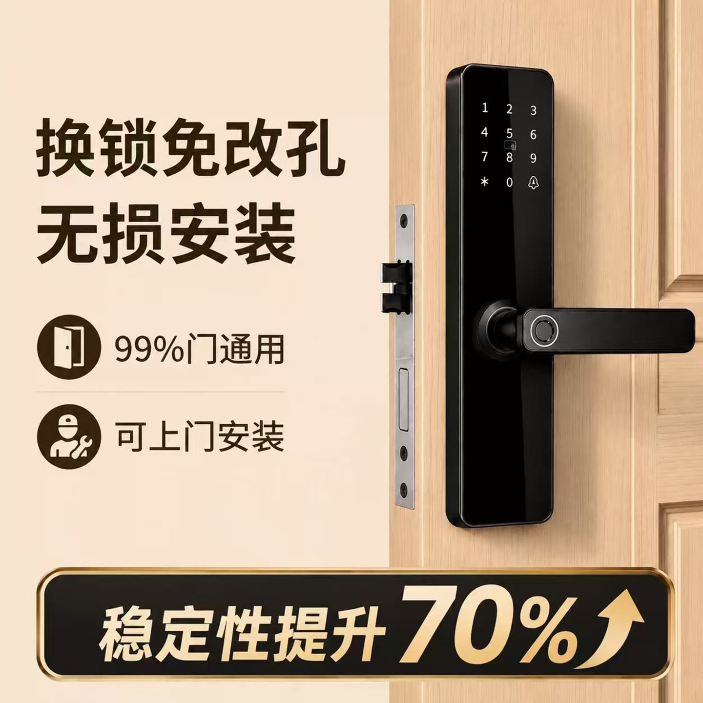 木门专用指纹密码锁智能锁图片