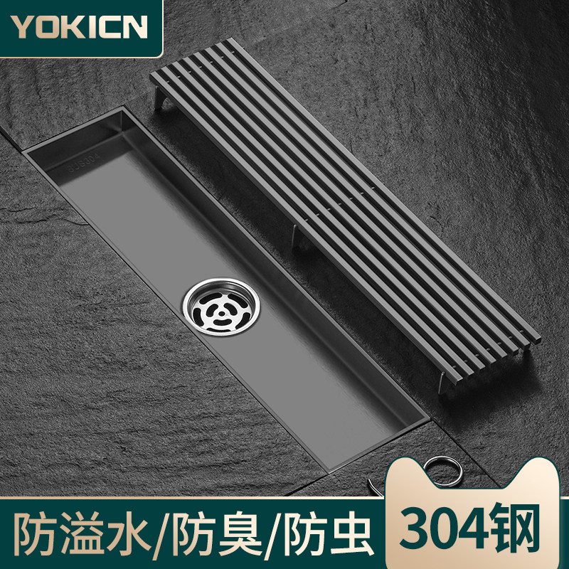 长条隐形地漏不锈钢卫生间下水道防水防臭器长方形浴室淋浴长条型
