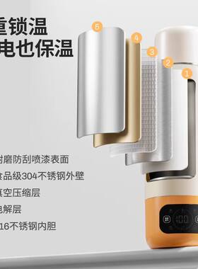 摩动便携式电热水杯旅行真空保温加热烧水杯办公室小型电热烧水壶