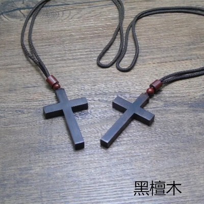 檀木十字架项链时尚男女工艺礼品挂件毛衣艺术复古配饰吊坠