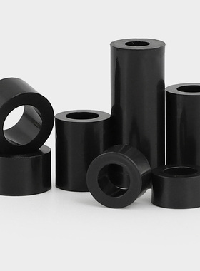 黑色ABS直通垫柱套管圆体间隔垫圈尼龙隔离柱2M3M4M5M6M8M10M12