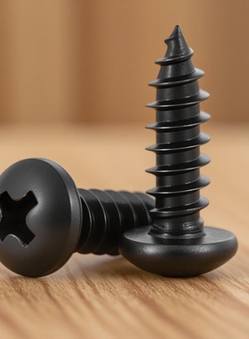 黑色304不锈钢十字圆头盘头自攻螺丝木螺钉小PA尖尾大头自攻钉M34