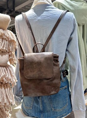 BM2025新款学院风小巧轻便包包潮bm双肩包女美式复古小背包折扣店