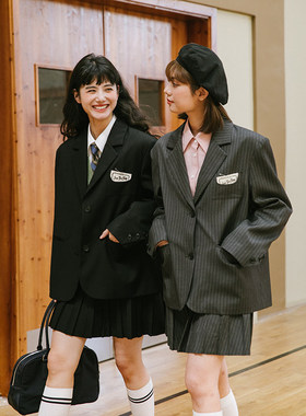 午睡自制 学院风西装外套女2026新款春秋设计感日系复古休闲西服