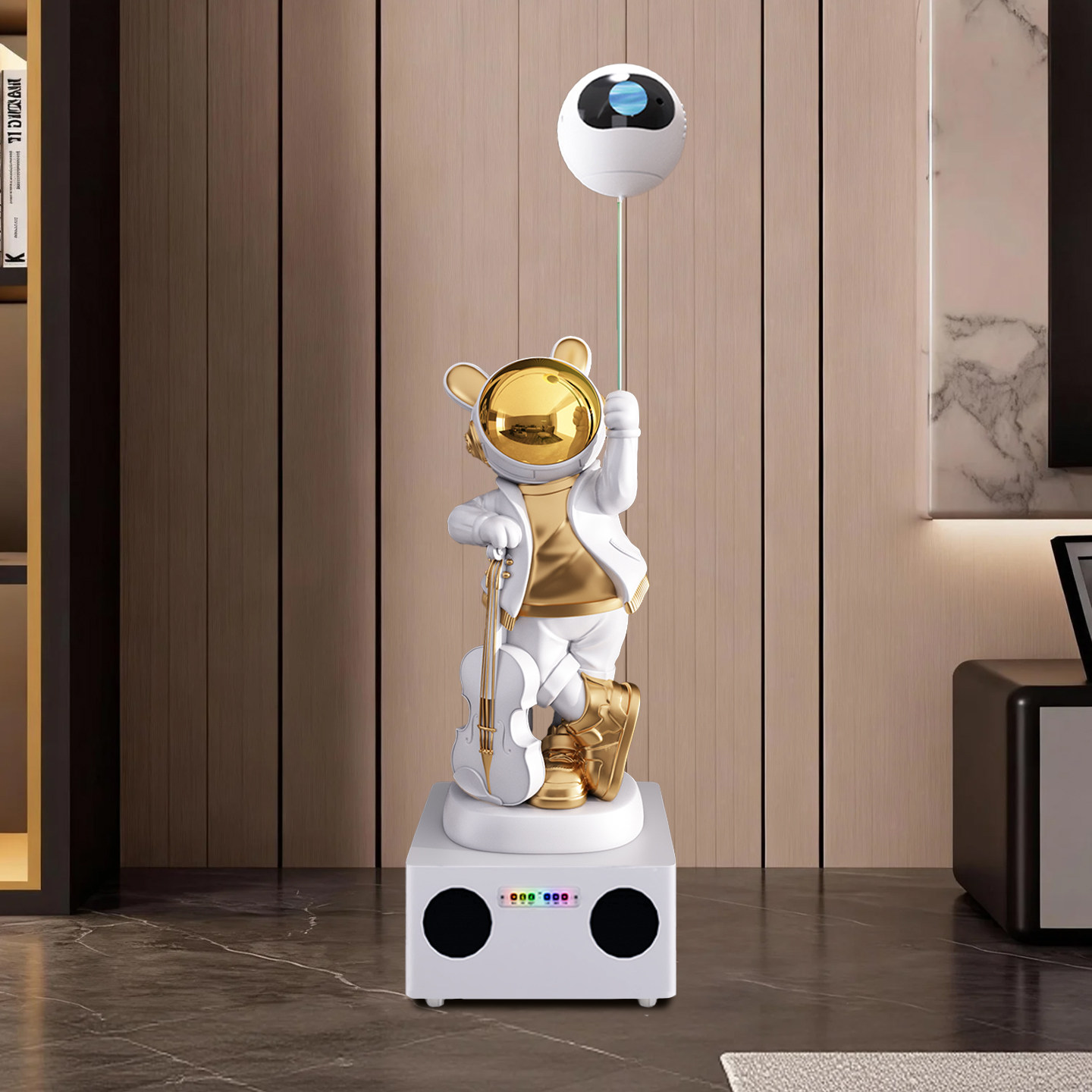 音乐太空人落地摆件白金色现代简约客厅装饰品K歌音响家庭KTV,家居饰品,落地摆件,淘宝优惠券,粉丝福利购,淘宝优惠卷