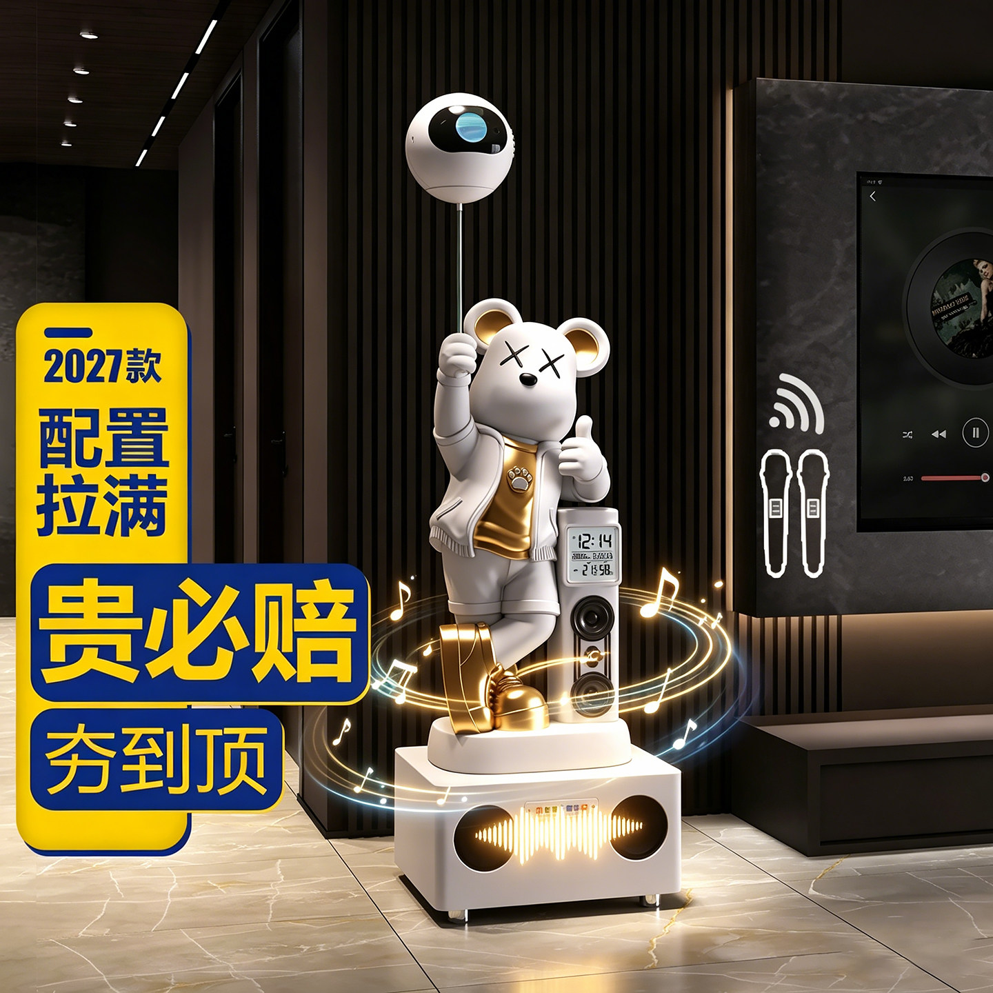 2027款创意熊造型落地摆件音响灯光装饰品客厅沙发旁玄关创意礼物