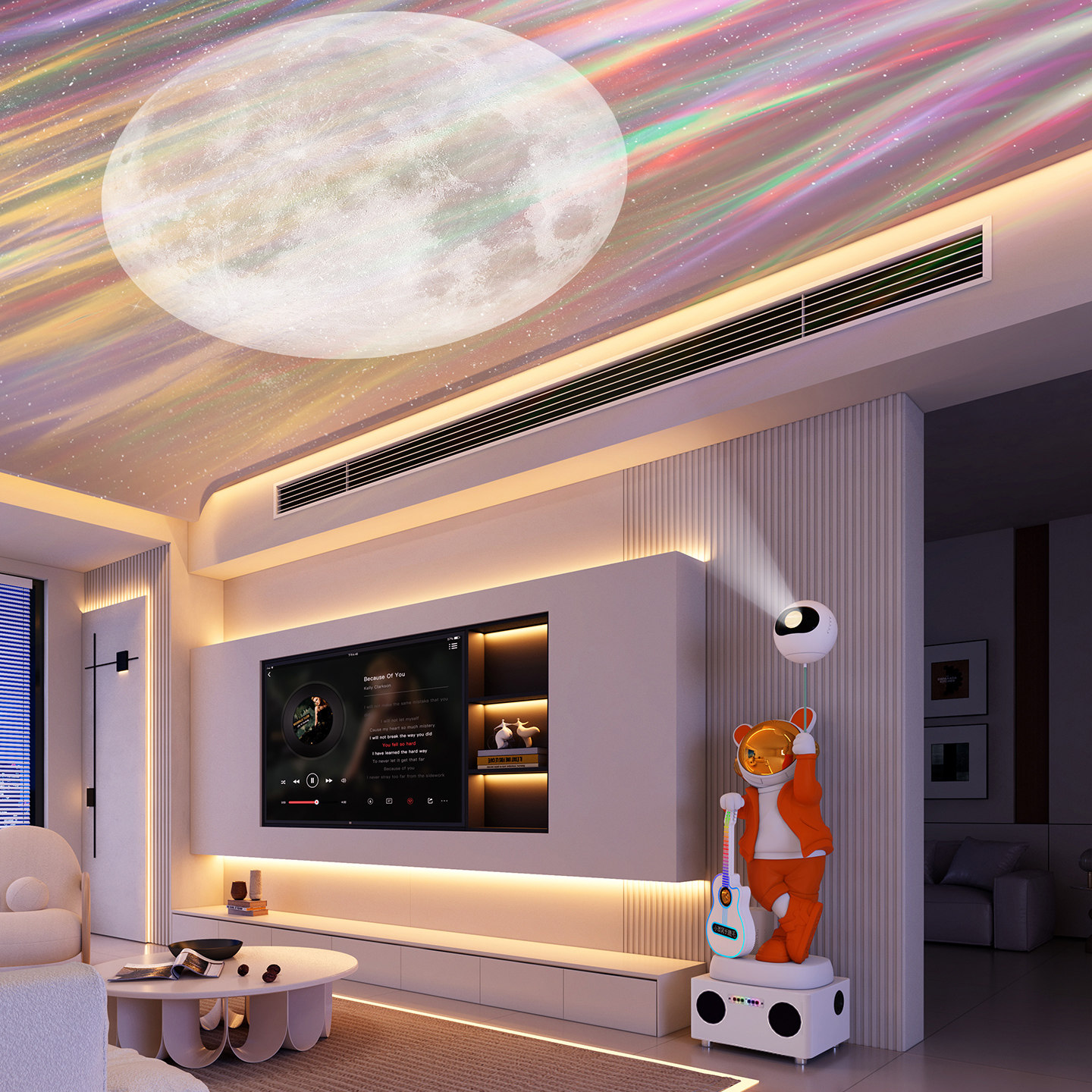 K歌音响电视机柜旁音乐太空人落地摆件白金色现代简约客厅装饰品,家居饰品,落地摆件,淘宝优惠券,粉丝福利购,淘宝优惠卷