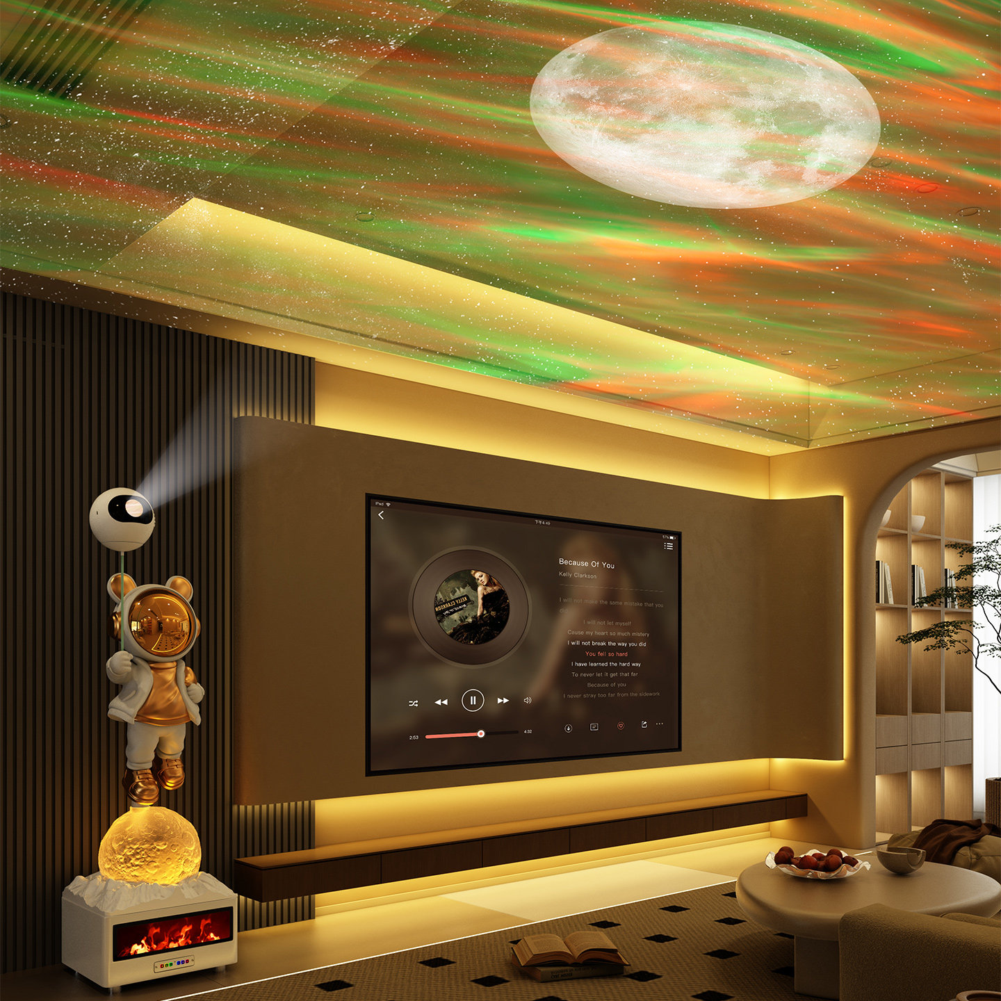 K歌太空人客厅沙发边电视机柜旁宇航员大摆件落地高端乔迁星空灯