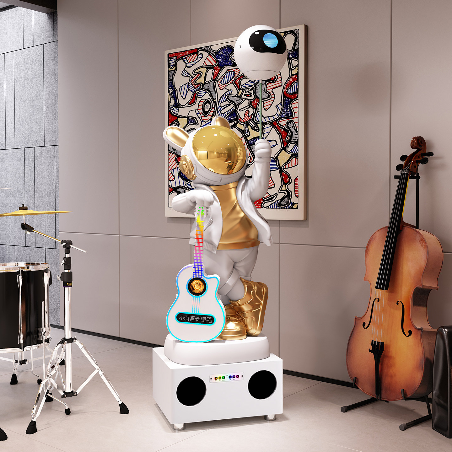 创意宇航员吉他造型落地摆件现代家居装饰品客厅K歌音响家庭,家居饰品,落地摆件,淘宝优惠券,粉丝福利购,淘宝优惠卷
