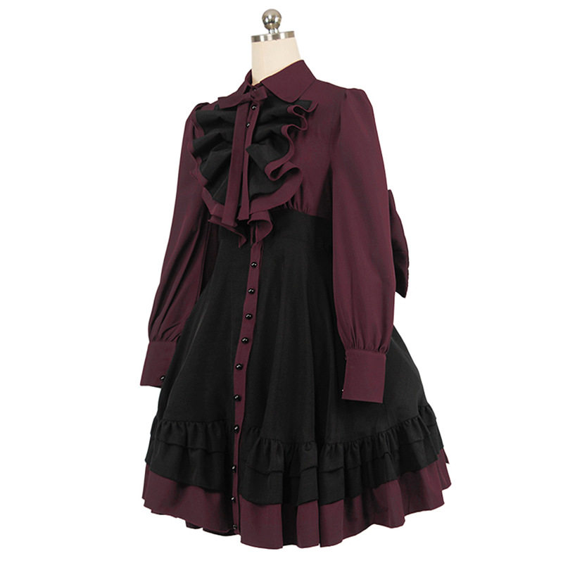 新款亚马逊中世纪哥特式蝴蝶结服装连衣裙文艺复兴蒸汽朋克cos