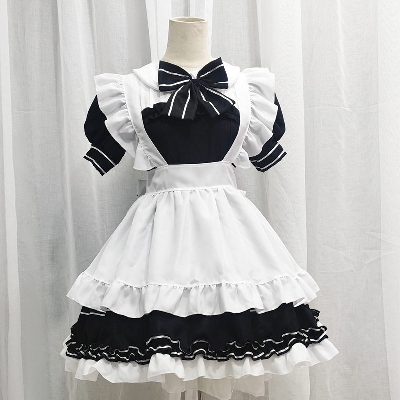 原创日系女仆装黑白小恶魔lolita软妹制服小厨娘角色扮演cos服装