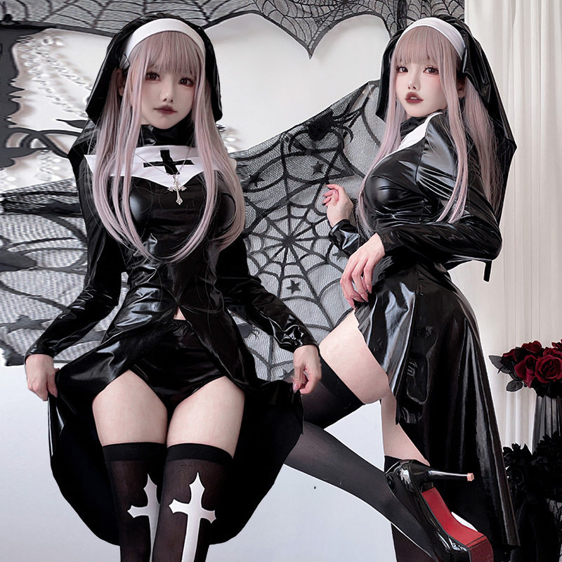 吸血鬼修女服万圣节服装大码十字架暗黑哥特风cos角色扮演cosplay