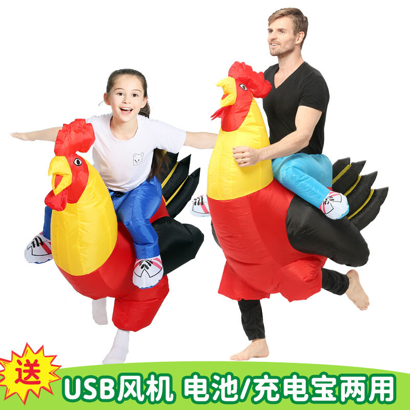 公鸡金鸡母鸡充气人偶服卡通动物坐骑表演夜场酒吧COS行走道具服