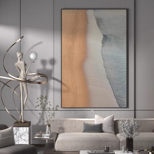 抽象沙滩海洋客厅装饰画现代简约走廊玄关画酒店装饰壁画定制