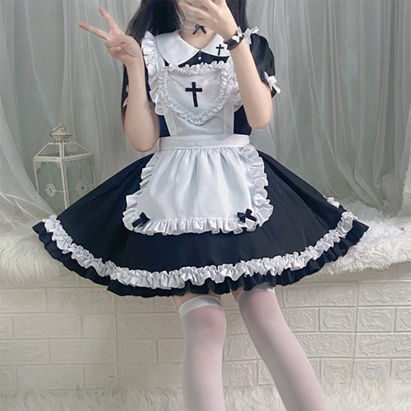 S-5XL新款日本经典短袖女仆可爱日系女仆cosplay女装女佣装连衣裙