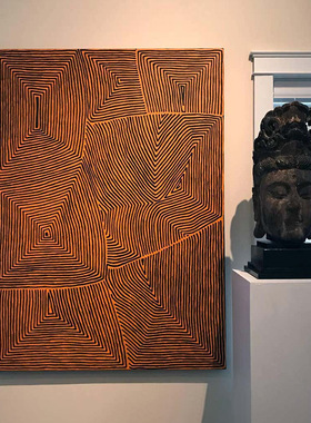 橙光现代抽象橙色线条大幅画客厅沙发背景墙装饰画入户玄关壁画