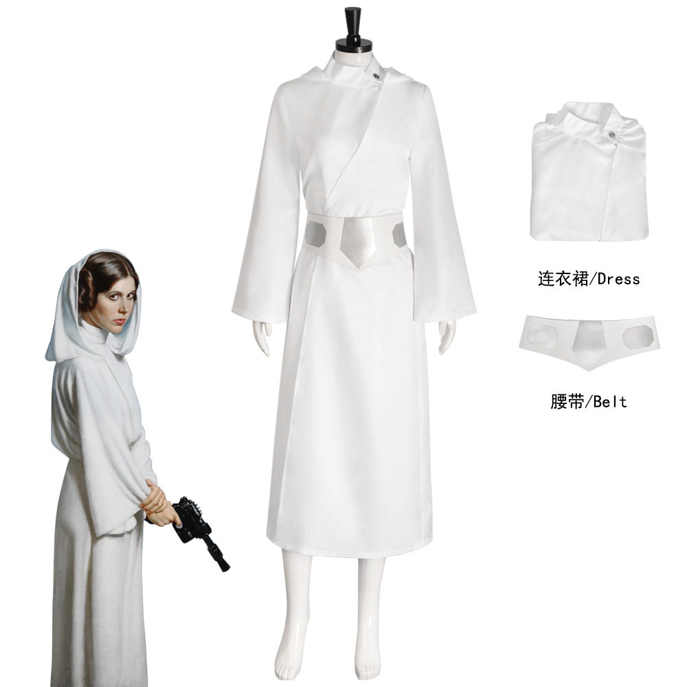 星球大战莱娅公主白色裙子cos服装万圣节角色扮演cosplay女装女裙