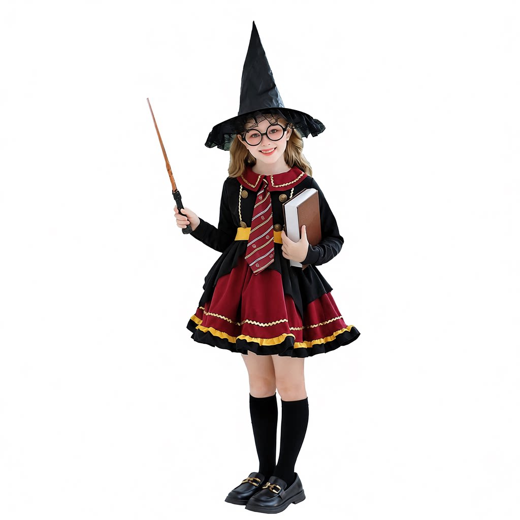 万圣节儿童服装魔法女巫装女孩哈利波特cos服装学院女童表演服装