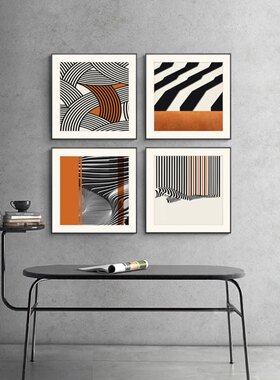 橙色装饰画正方形壁画现代简约画轻奢挂画客厅沙发背景墙