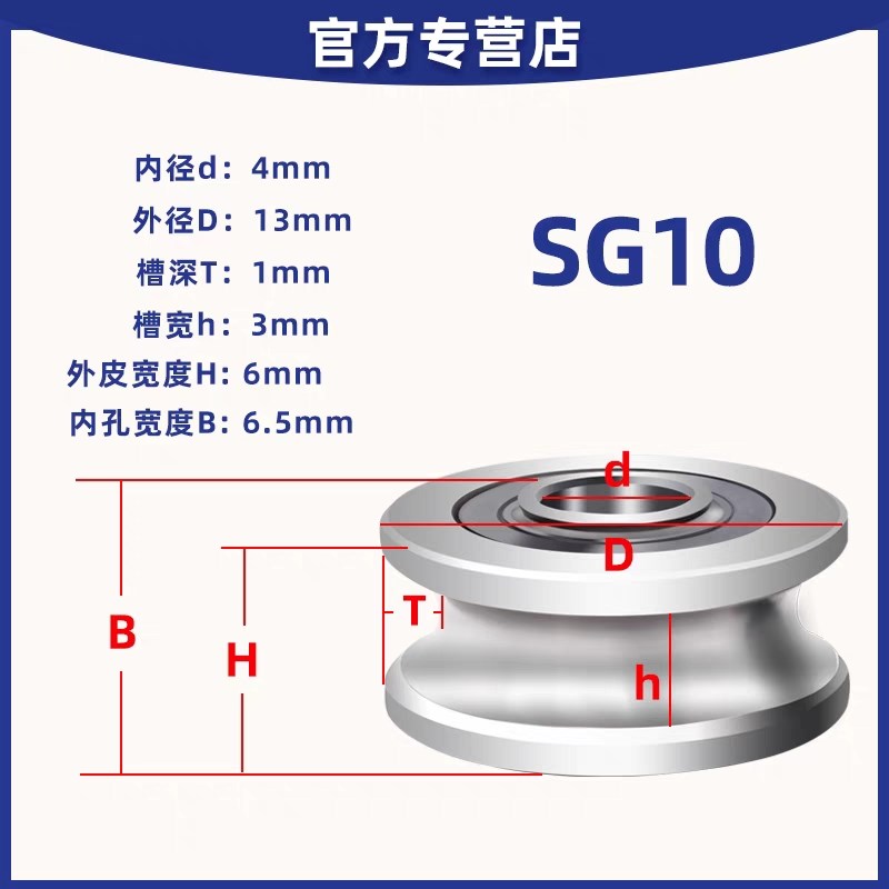 带槽激光绣花机凹槽v型u型轴承导轮滚轮滑轮SG15 10 20 W25 66轴