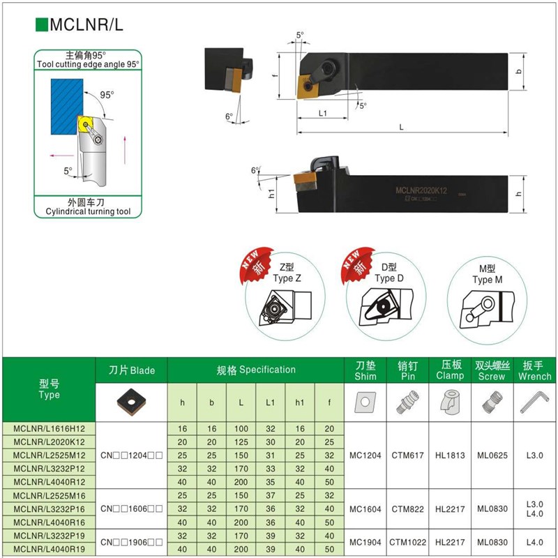 数控刀具车床车刀刀杆95度外圆车刀MCLNR2020K12菱形端面机夹刀杆