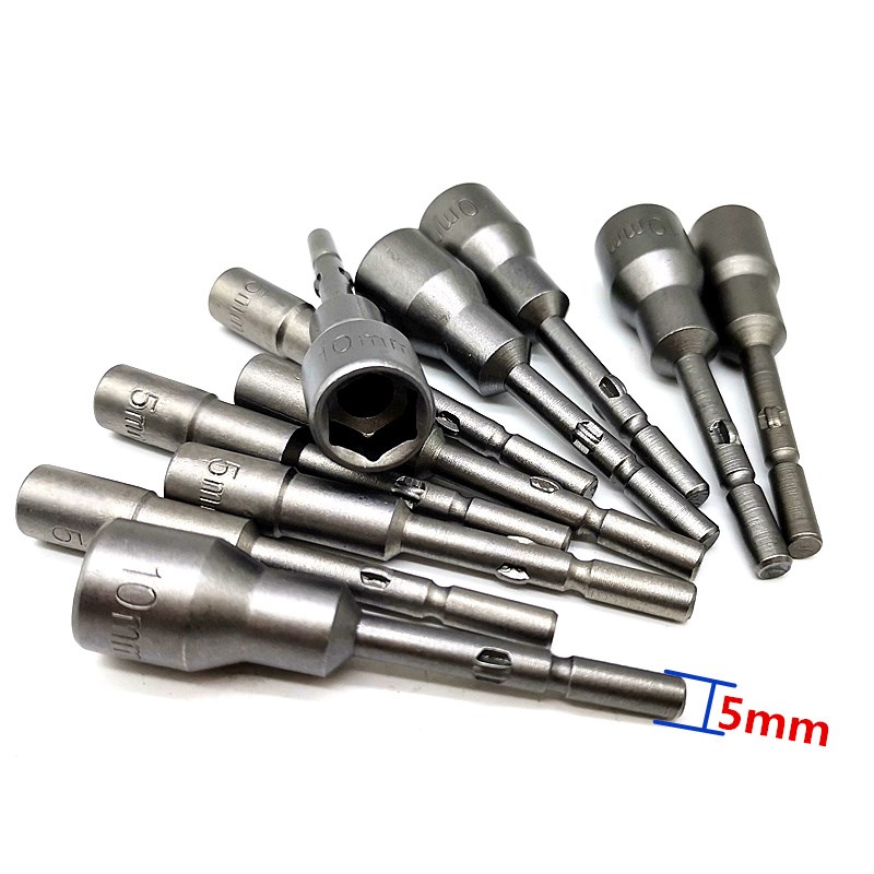 801电批套筒头5mm圆柄六角外筒套头中孔电动起子螺母套筒H4.8 H4