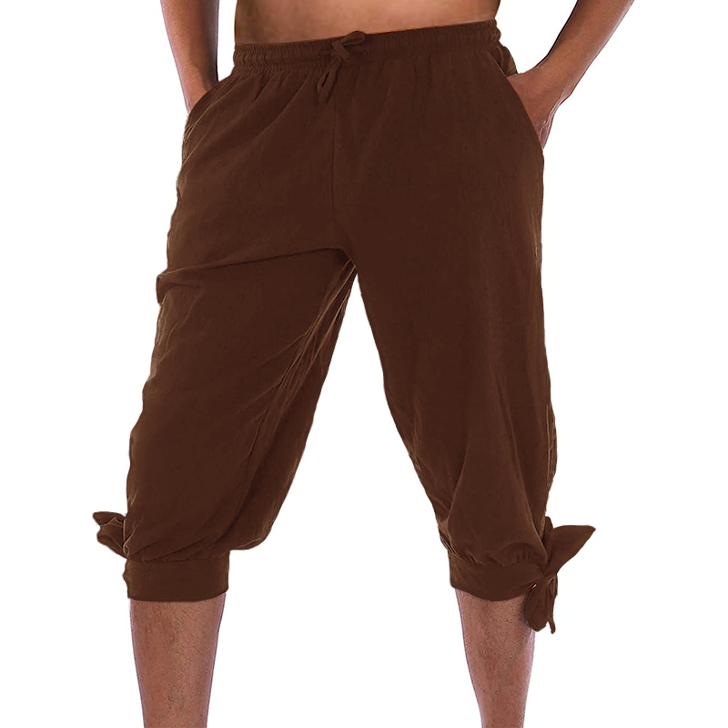 文艺复兴海盗裤中世纪cos舞台剧仆人裤子纯色宽松五分裤话剧短裤