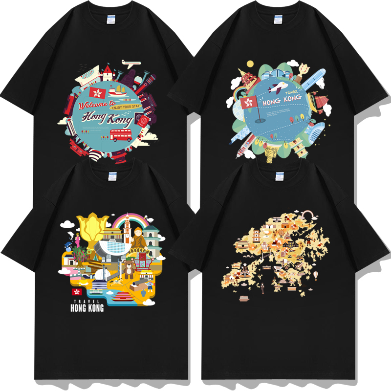 香港地标景点旅游短袖T恤衫衣服