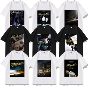 迈克尔杰克逊电影周边Michael Jackson图案印花短袖T恤衣服体恤衫