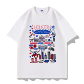 美国USA休斯顿休斯敦城市地标Houston旅游图案印花短袖 T恤文化衫