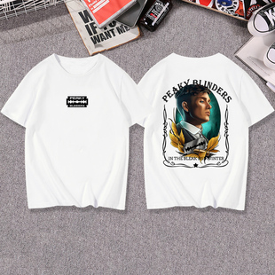 浴血黑帮剃刀党谢尔比周边纯棉宽松潮牌帅气休闲短袖T恤衣服半袖