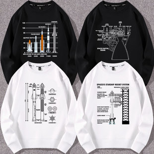 马斯克星舰星链sapcex周边占领火星starship圆领卫衣长袖衣服外套