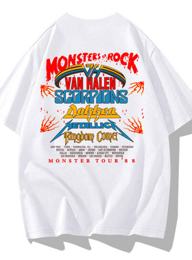 Monsters Of Rock van halen范海伦scorpions蝎子乐队短袖T恤衣服