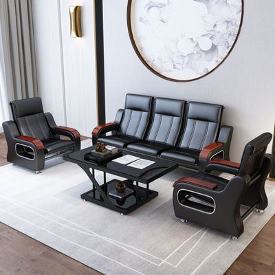 有节木办公沙发简约商务会客接待现代办公室沙发茶几组合三人位套