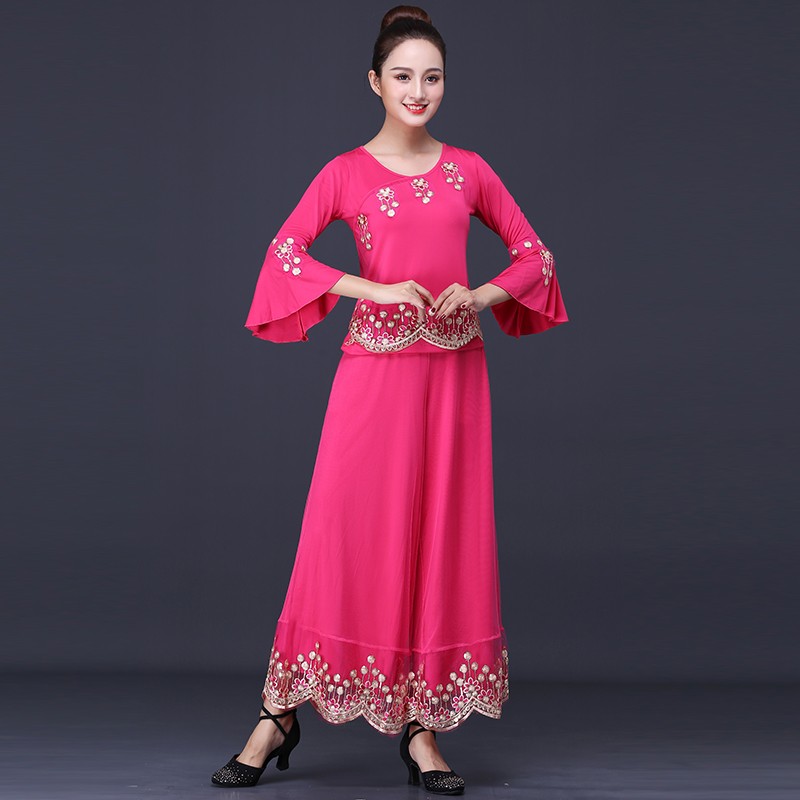 现货速发跳广场舞服装新款套装2025中老年中国风秧歌舞蹈服扇子舞