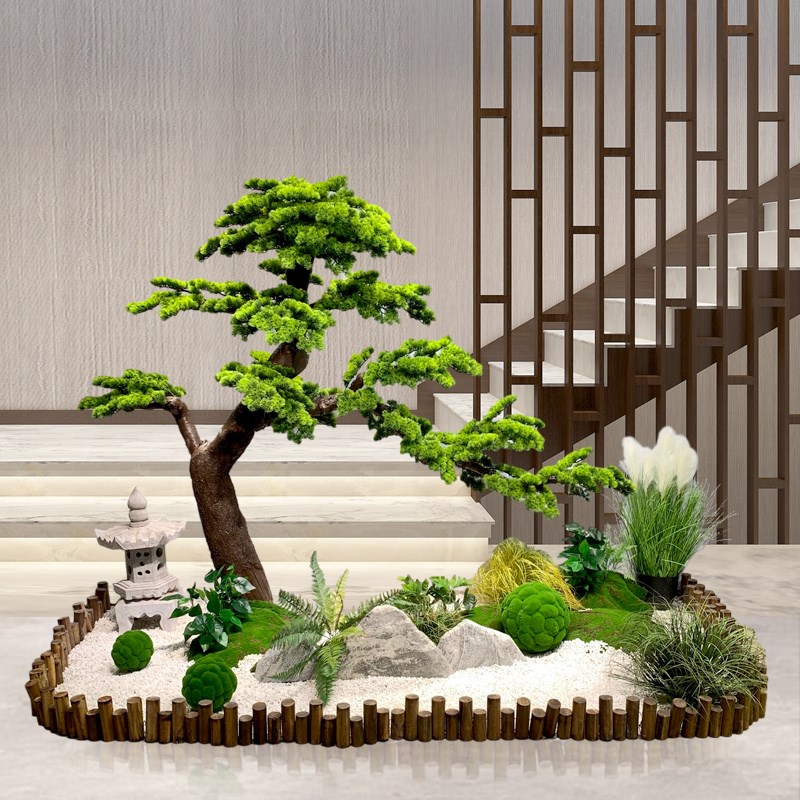 速发汉客松树造景假树饰内大型罗迎松玄关楼梯口橱窗装室绿植景观