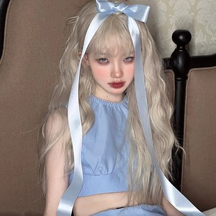 快速发货水舞金发假发白金t色浅色全头套女米茶灰白色长卷发y2k整