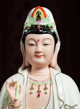 快速发货12/14/16/18吋F水荷自在观音佛像观世音菩萨神像陶