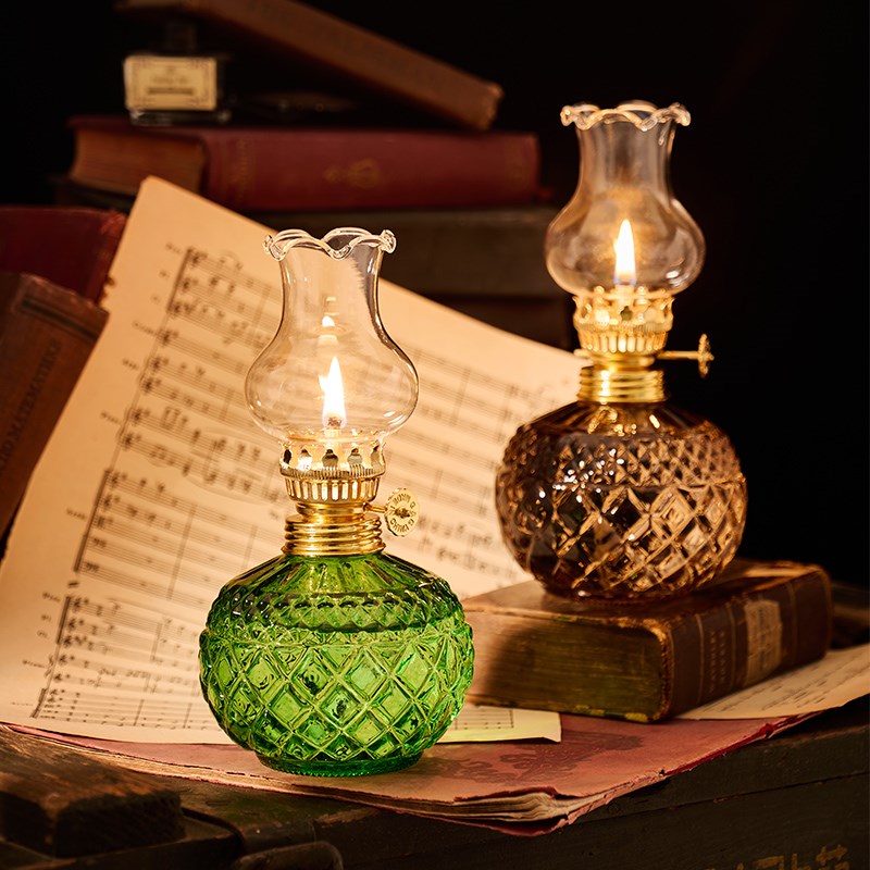 速发老式家用煤油灯小号玻璃复油灯露营餐桌件居酥古装饰摆家摄影